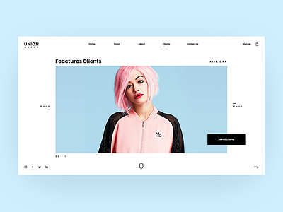 Union Merch - Feactures Clients clean design fashion grid landing layout minimal modern ui ux web website