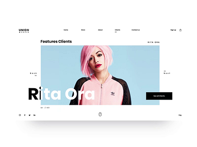 Typography animation in slider Union Merch animation clean design fashion font interface landing minimal typography ui uiuxdesign ux web webdesign website