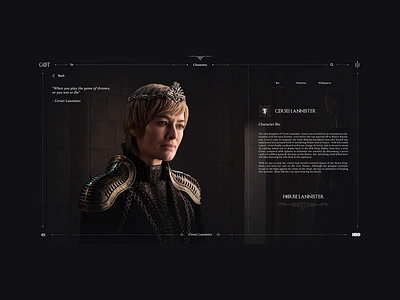 Cersei Game of Thrones characters design game of thrones got homepage design interface landing minimal ui uidesign uiux uiuxdesign ux uxdesign webdesign