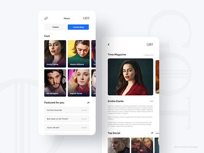 Game of Thrones - App clean design android app apple application clean design game of thrones got ios layout minimal modern tipography ui uiux ux