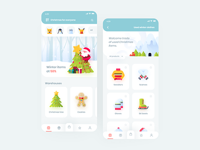 Christmas Store App 🎅🎄 app application christmas clean design icons illustration interface items minimal shop store ui ux vector