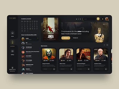 Oscar Nominations 2020 🏆 admin application clean dashboard design desktop interface landing minimal orizon oscars ui uiux design ux vuesax web