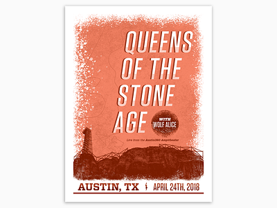 Queens of the Stone Age atx austin gigposter halftone poster qotsa queens of the stone age texas texture