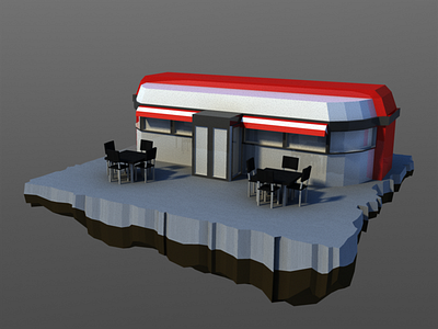 Diner 3d diner lowpoly maya