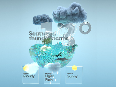 UI for a MR Weather app 3d illustration ux