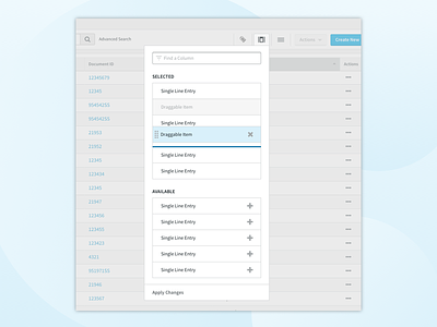 Column Reorder click and drag column columns drag and drop dragable pattern library reorder