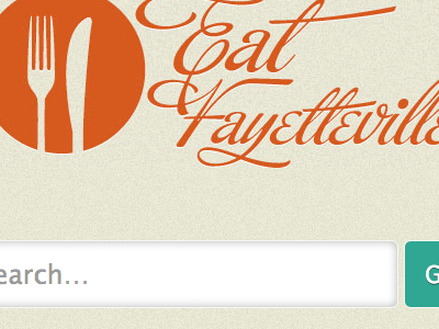 Eat Fayetteville : Logo and Search embossed fayetteville noise nwa script