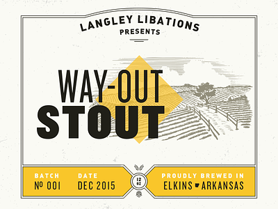 Way-Out Stout Beer Label arkansas beer beer label din knockout langley