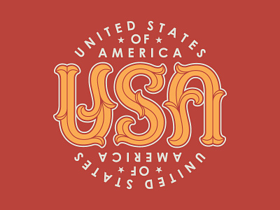 USA Ambigram illusion letters optical script type typography words