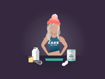 Let Them Eat Cake after effects bake baking cake character eggs gif illustration milk motion protein cake vector