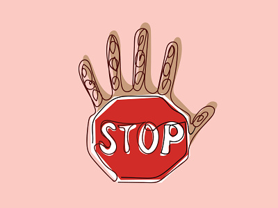 Stop Red Handed contour design drawing graphic design hand illo illustration illustrator stop stop sign