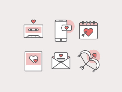 Love Icons calendar cupid design flat icons letter love message mixtape outline picture romantic