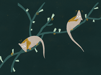 Rats on a tree animal digital art flat graphic design illustration rat vector