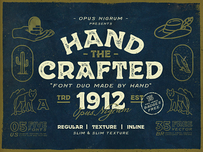 Hand Crafted Font cowboy denim design font handmade hipster label logo mexican old retro traditional type typography vintage