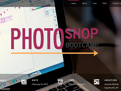 Photoshop Bootcamp Site uiux web design