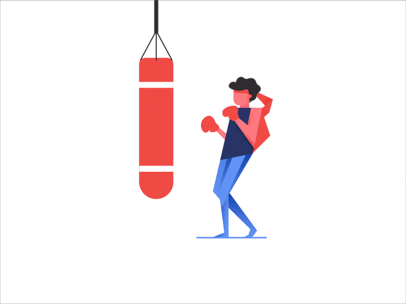 A shy iron fist animation 2d boxer boxing boxer boxing chinese style design gif illustration punch vector
