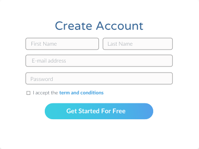 Sign Up Form create account registration sign up ui ux