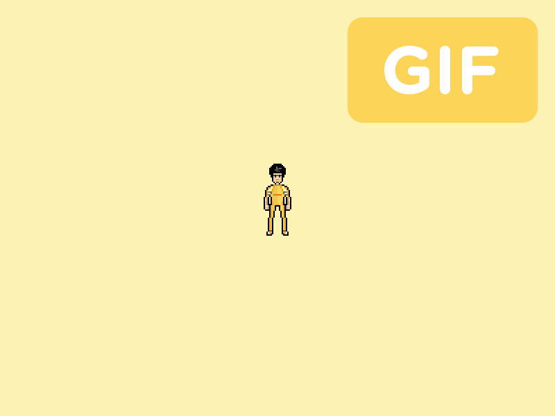 Bruce Lee [GIF] animation bruce lee flat game of death gif hero nunchakus pixel art