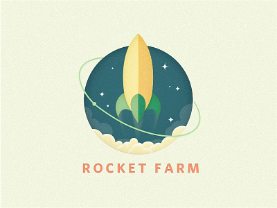 Organic Rocket corn farm flat illustration orbit rocket space stars