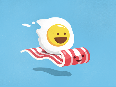 Magic Bacon Ride bacon breakfast egg happy illustration ride simple