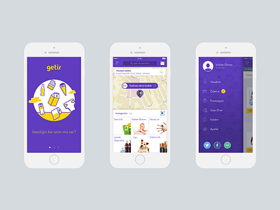 Getir app character getir icon line mobile outline purple turkey ui ux vector