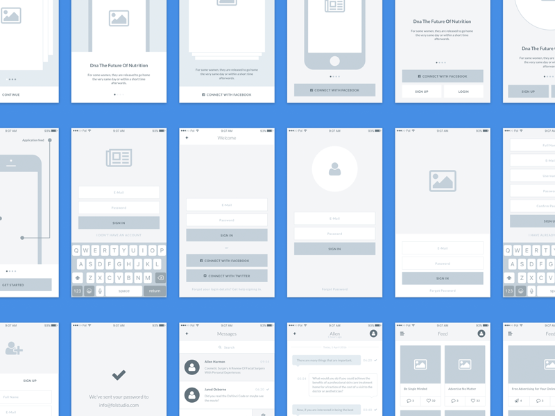 Mobile App Wireframe Kit by Volkan Olmez for Fol on Dribbble