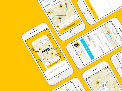 BiTaksi app bitaksi interface mobile taxi turkey ui ux yellow