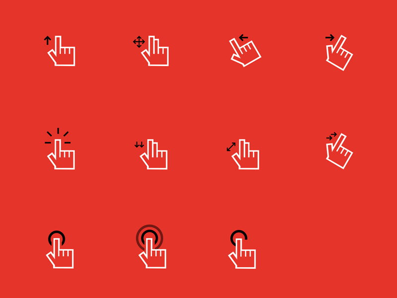 Gesture Icons chart user flow interaction hand ui ux gesture