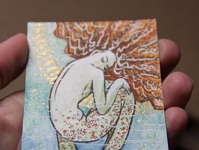 Cards illustration mermaid mermaids trading cards watercolor