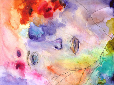 Violet face illustration painting portrait watercolor watercolour