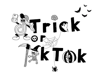 tiktok halloween 2d cartoon character creative design digital flat graffiti illustration typography