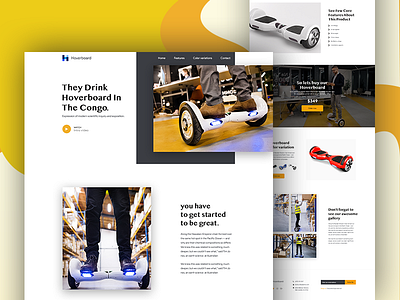 Hoverboard landing page design graphic homepage hoverboard landing one page ui ux website