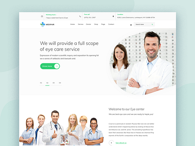 Eye Care website clean clinic dentist doctor doctor app eye care fitness health hospital icon medical medical website modern typography ui