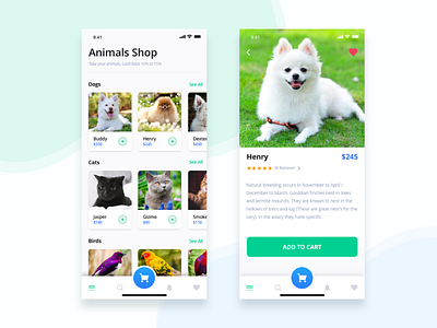 Animals shop animal app app concept bird cat clean creative design dog inspiration ios iphonex minimal ui ux