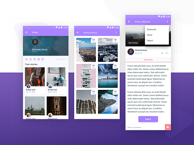Shorti Story App 2019 trends android app app app design clean colorful creative elegant inspiration light product typography ui ux