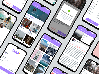 Shorti App 2019 trend android app app app design clean design full app fullscreen future minimal mobile app design story app typography ux