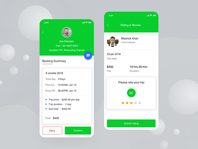 Booking summery and rating for car booking app #4