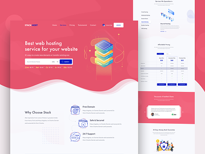 Landing page - Stack Host b2b b2c cloud corporate agency service cryptocurrency deshboard domain hosting pricing support experience popular trending homepage homepage ui ux design illustration saas server theme design typography layout concept web landing page website