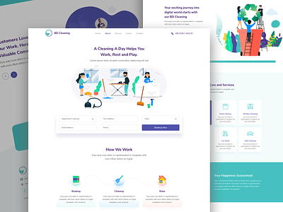 Cleaning Service - Landing page business clause clean cleaning cleaning company cleaning service diy header home cleaning illustration inspiration job maintenance minimal office clean ui ux web website work