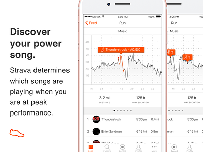 Strava + Spotify integration concept for mobile data exercise music player ui