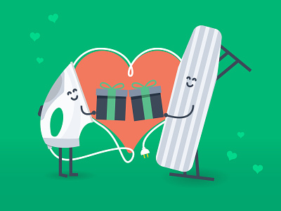 Two Friends board clean cord design friend gift heart holiday illustration iron irony laundromat laundry like present refer referral share social stripe