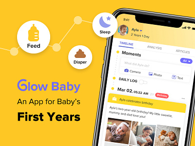 Glow Baby - An App for Baby's First Years app baby branding design glow parenting ui