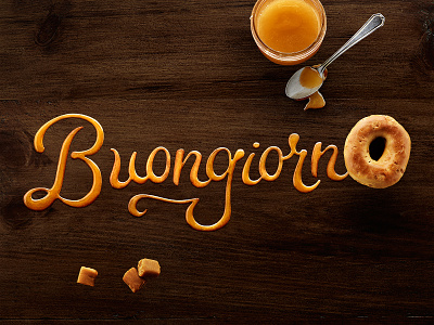 Italian Caramel Food Type buongiorno caramel food lettering food type food typography hand lettering italian lettering sweet type typography