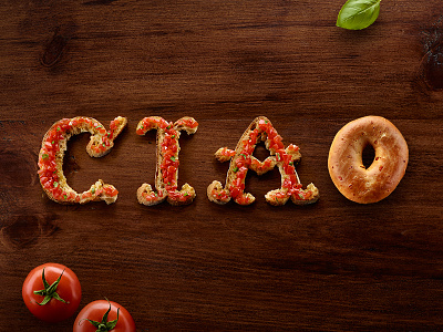 Italian Bruschetta Food Type bruschetta ciao food food lettering food type food typography italian lettering type typography