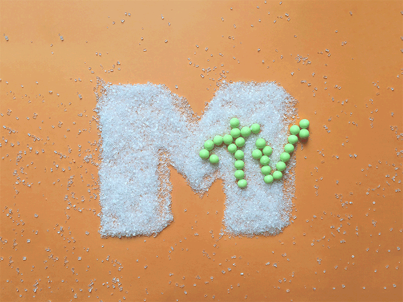 MTV rebrand and food type GIF animation candy food lettering food type food typography gif hand lettering interview lettering mtv type typography