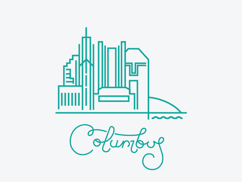 Columbus j fletcher illustration monoline lettering columbus ohio cities