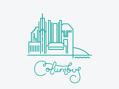 Columbus cities columbus illustration j fletcher lettering monoline ohio