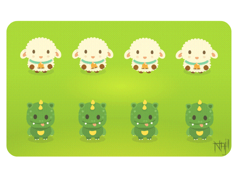 Monster And The Sheep Character Animation - najil 2d animation cute characters cute monster sheep animation vector