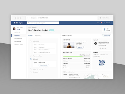 Stockpile - Order Details UI e commerce ecommerce ui user interface ux web web app web design website