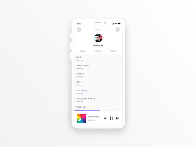 Music Player UI app clean design ios iphone x minimal mobile music music player player simple ui